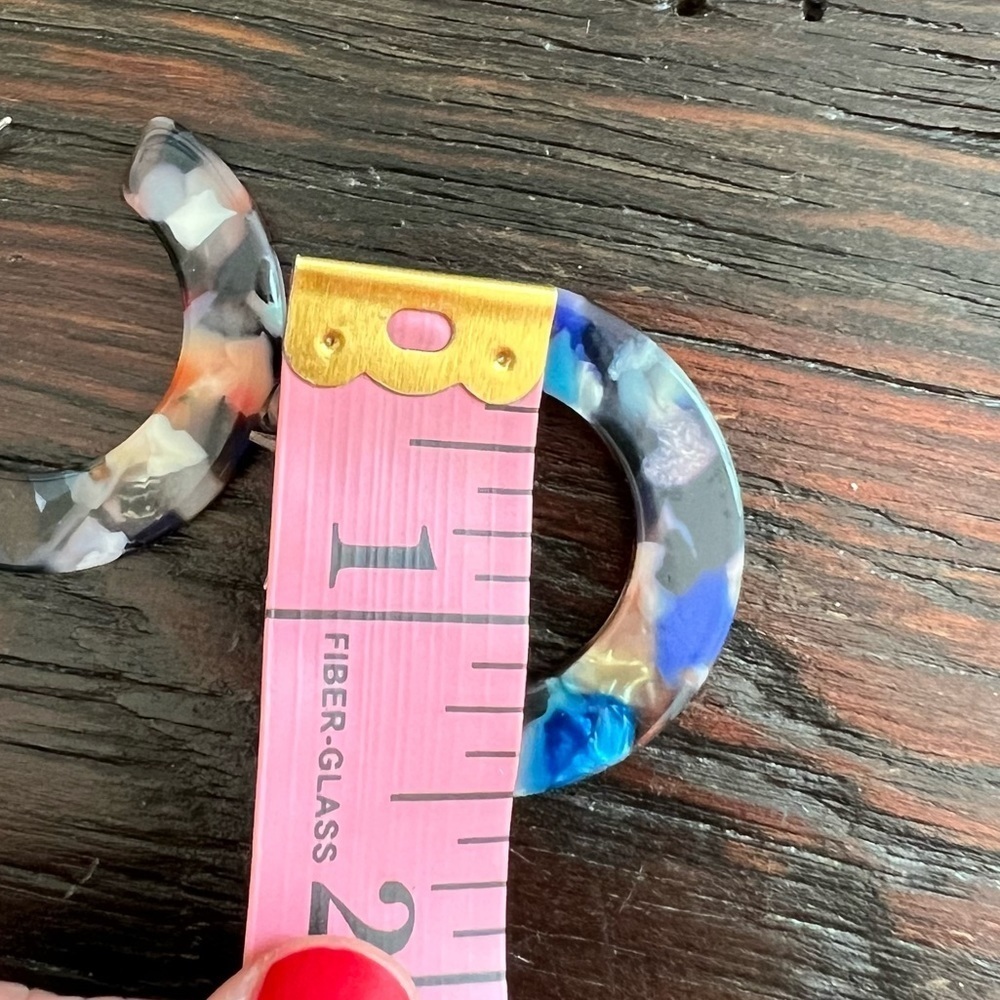 Multicolored Tortoise Shell Print Hoops Hoop Earr… - image 3